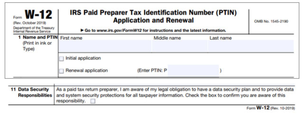 IRS Adds Security Requirement to W-12 PTIN Application and Renewal Form